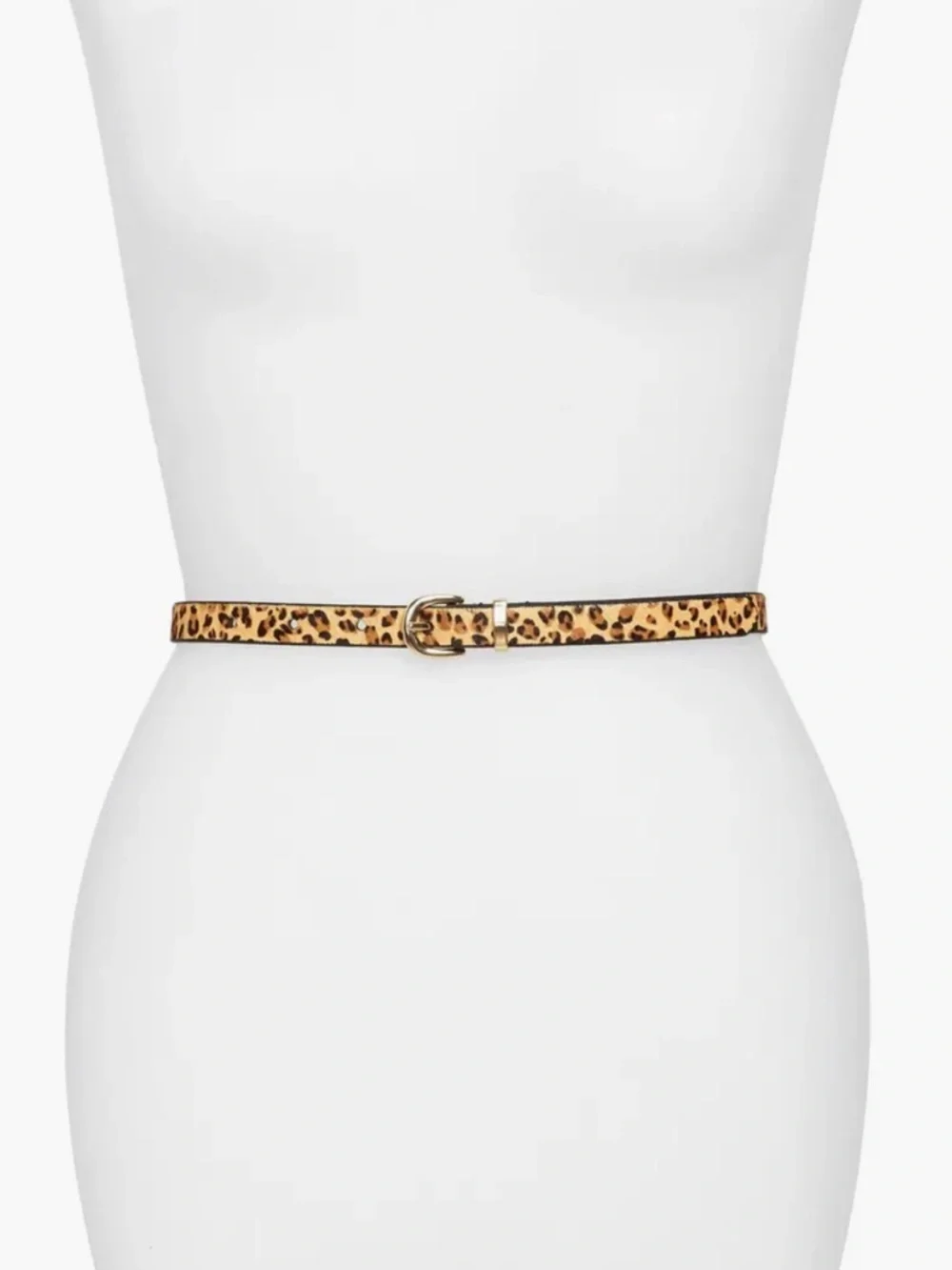 Halogen Trouser Fit Leopard Haircalf Belt Gold Buckle Animal Print Waist Belt